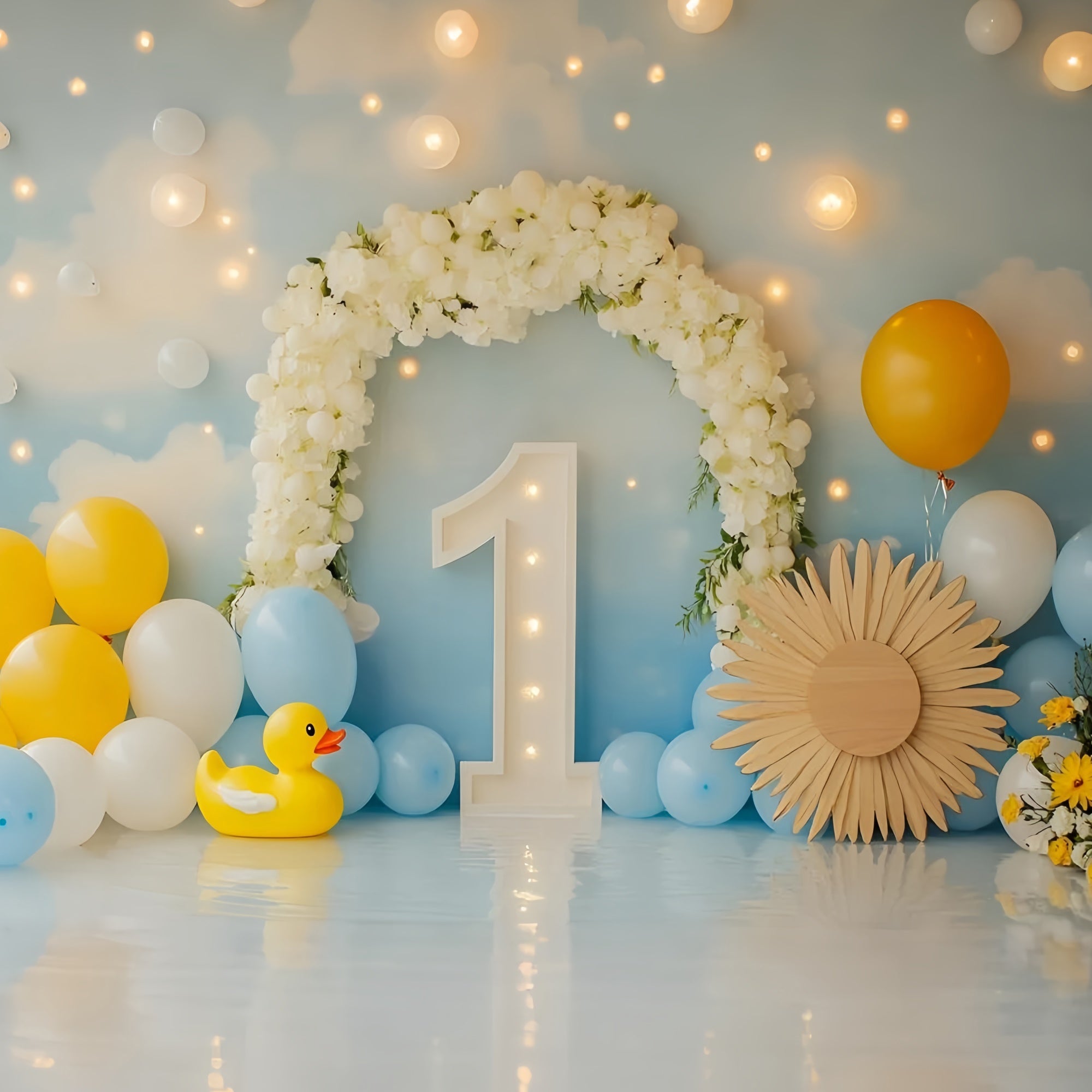 1st Birthday Backdrop Duck Balloon Bliss Backdrop GQ6-301