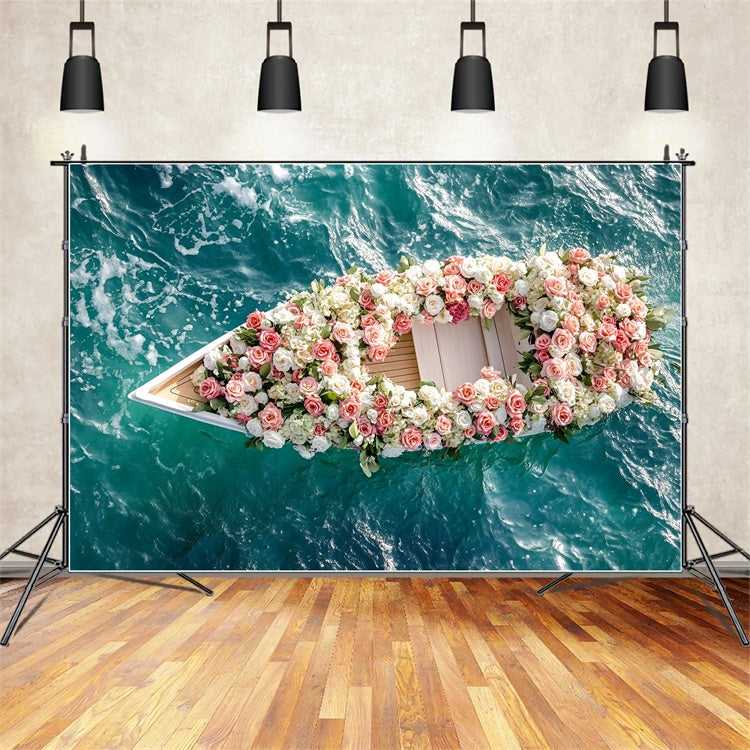 Summer Photo Backdrop Floating Floral Dream Boat Backdrop GQ6-52