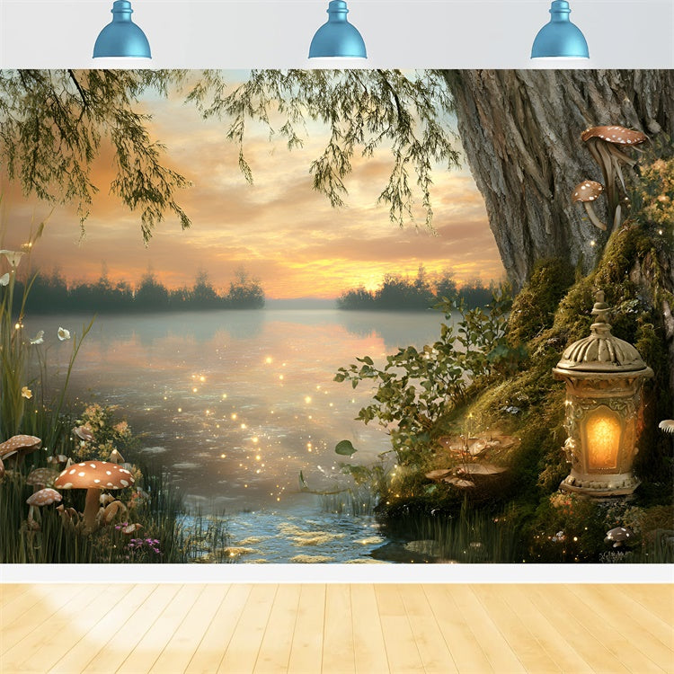 Forest Backdrops Twilight Fairy Lake Summer Photo Backdrop GQ6-58