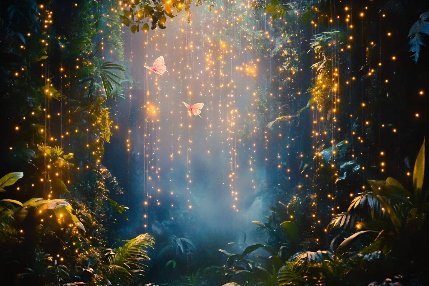 Magical Forest Backdrop Sparkling Rainfall Forest Summer Backdrop GQ6-61