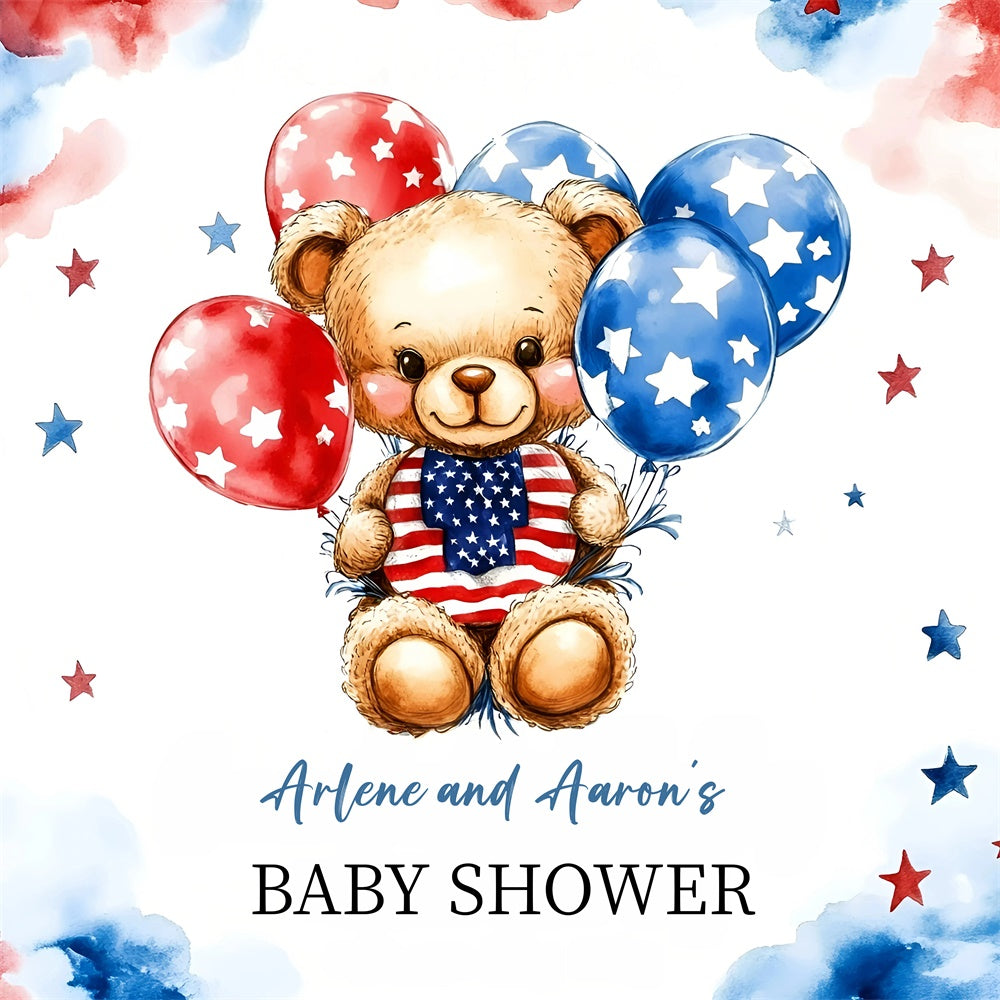 Backdrop For Baby Shower Teddy Bear Customized 4th of July Backdrops GQ6-86