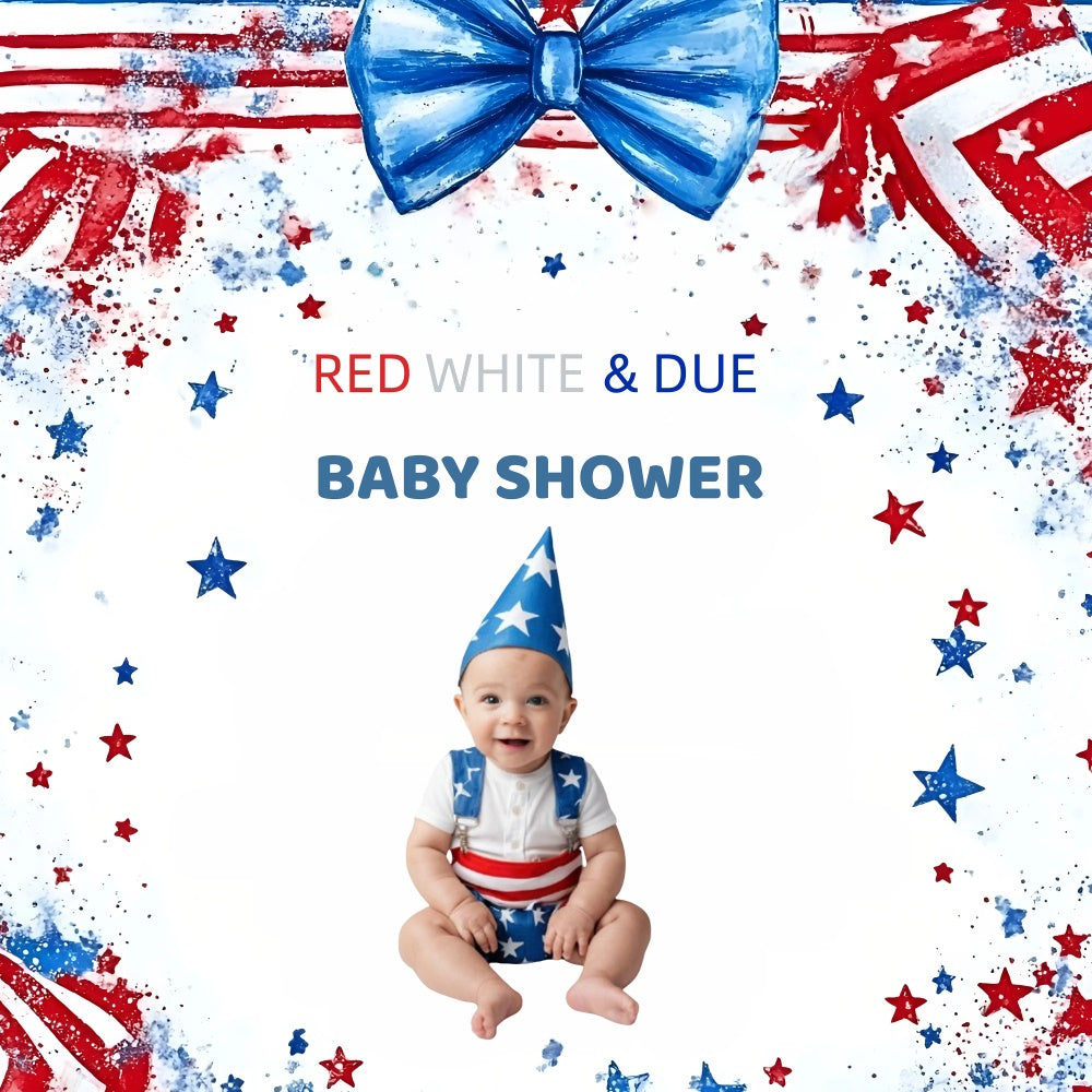 Baby Shower Backdrop Patriotic Baby Personalized Independence Day Backdrop GQ6-87