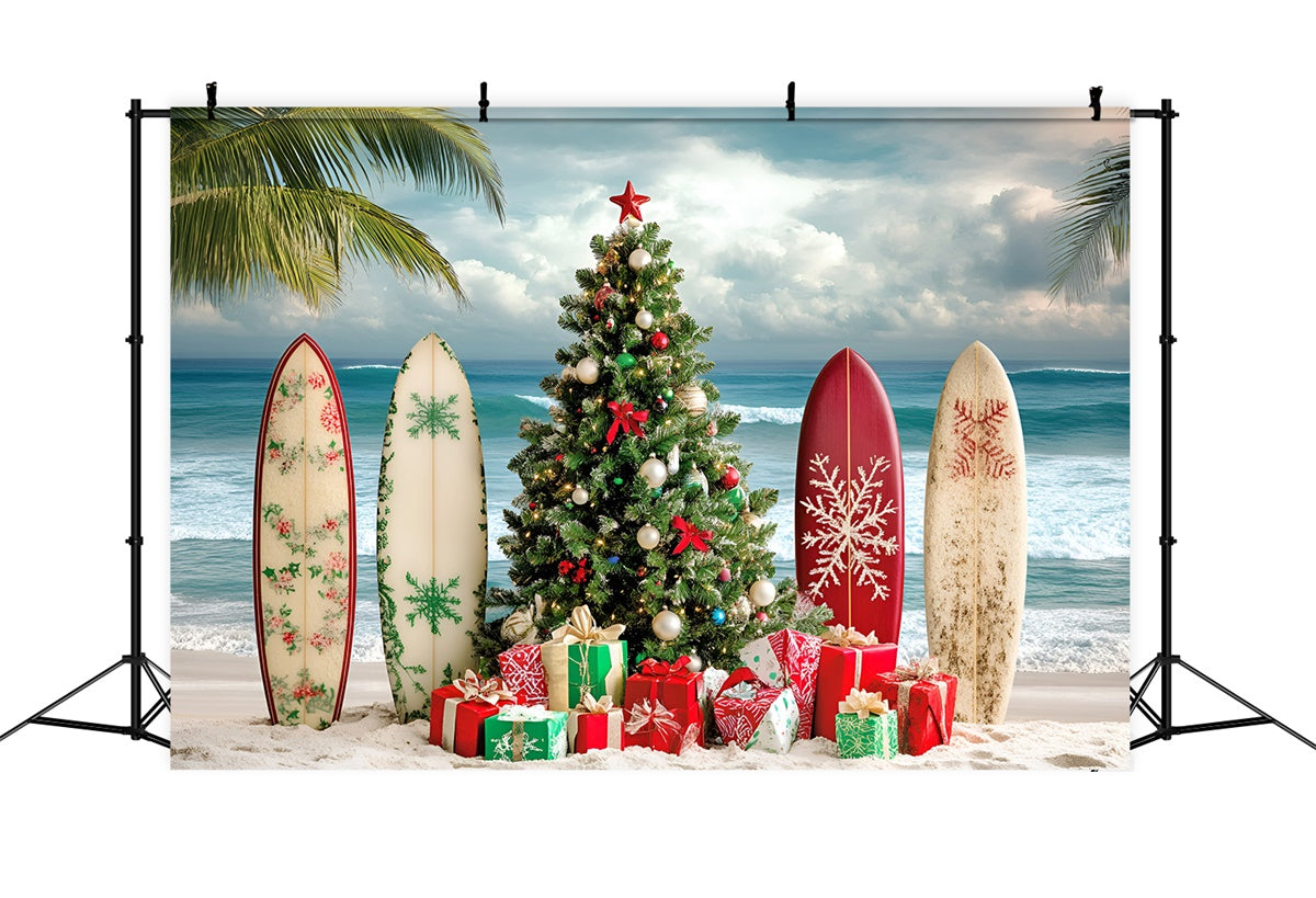 Summer Backdrops Tropical Surf Beach Christmas Backdrop GQ6-9