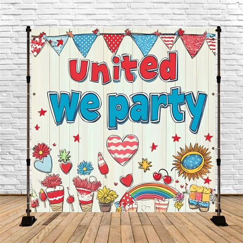 4th of July Photo Backdrop Patriotic Party Doodles Backdrop GQ6-93