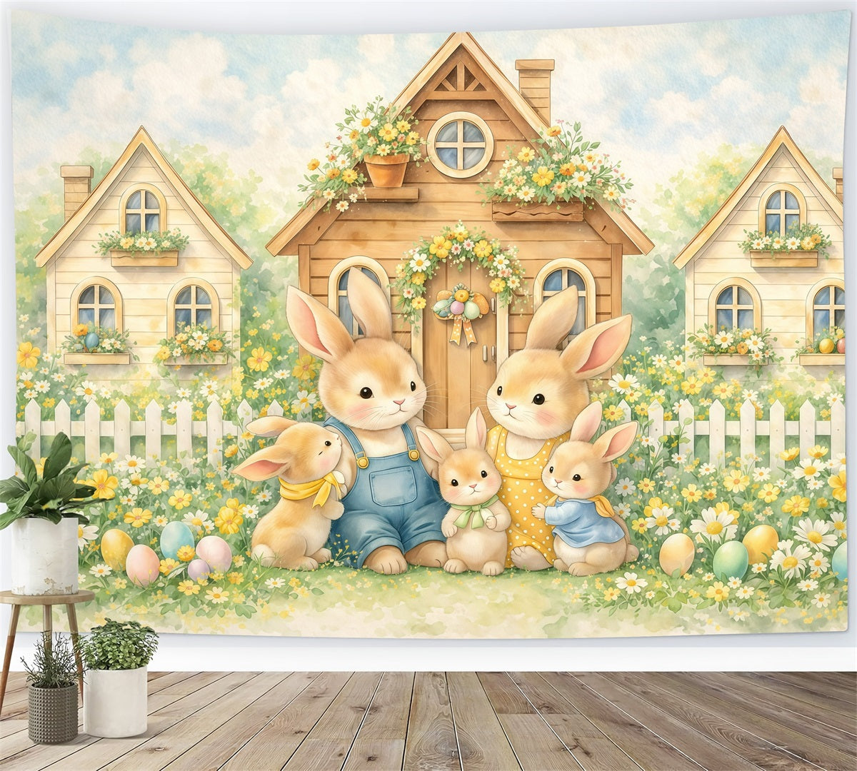 Peter Rabbit Backdrop Storybook Bunny Family Village Easter Photoshoot Backdrop GQ61-15