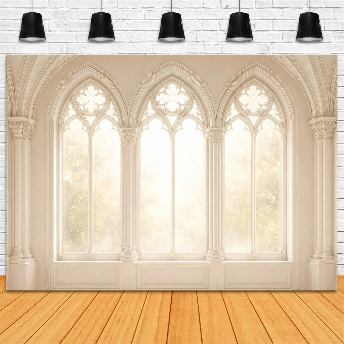 Easter Backdrop For Church Sunlit Gothic Arched Windows Easter Backdrop For Photos GQ61-2