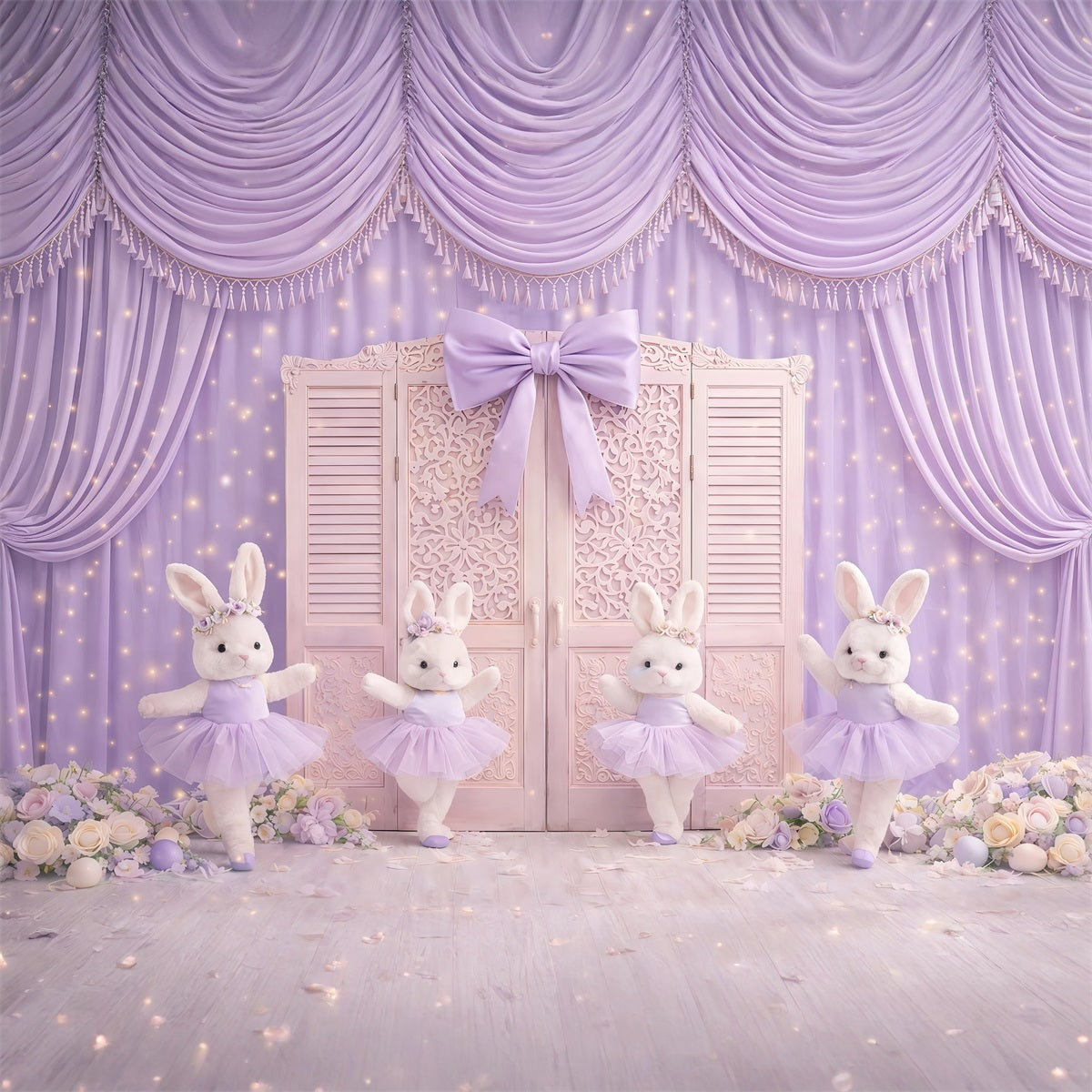 Bunny Backdrop Ideas Lavender Curtain Ballet Stage Backdrop For Easter Pictures GQ61-26