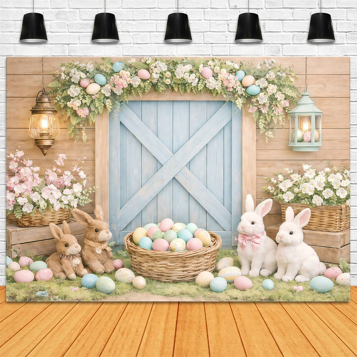 Easter Baby Backdrop Rustic Bunny Barn Door Easter Photography Backdrop GQ61-28