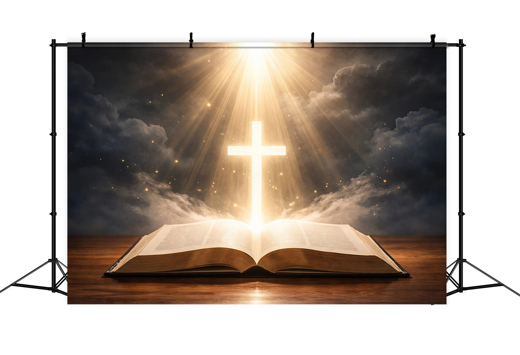 Easter Backdrop Church Glorious Cross Holy Book Easter Photography Backdrop GQ61-3