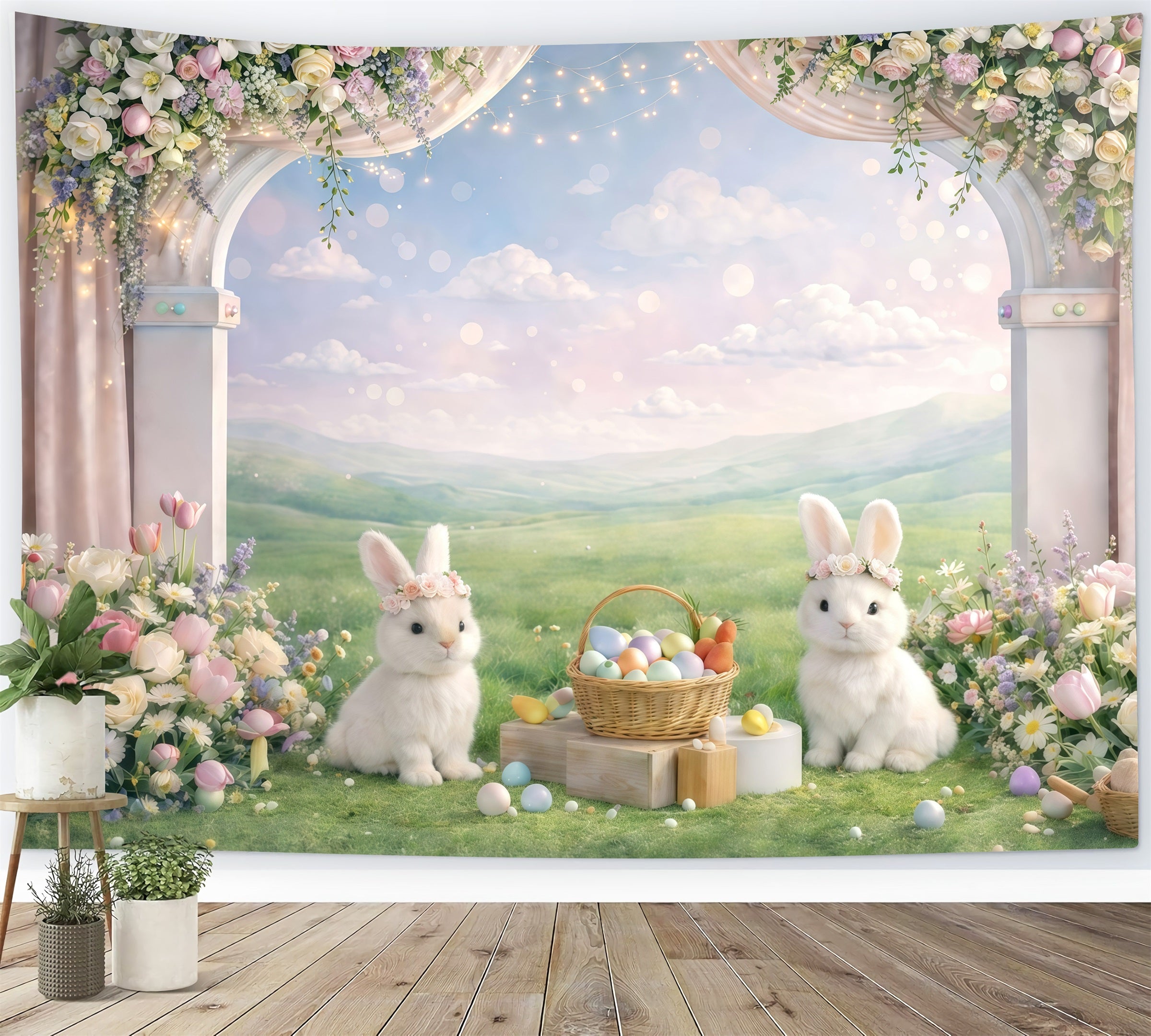 Bunny Backdrop Ideas Garden Arch Bunny Meadow Easter Photography Backdrop GQ61-41