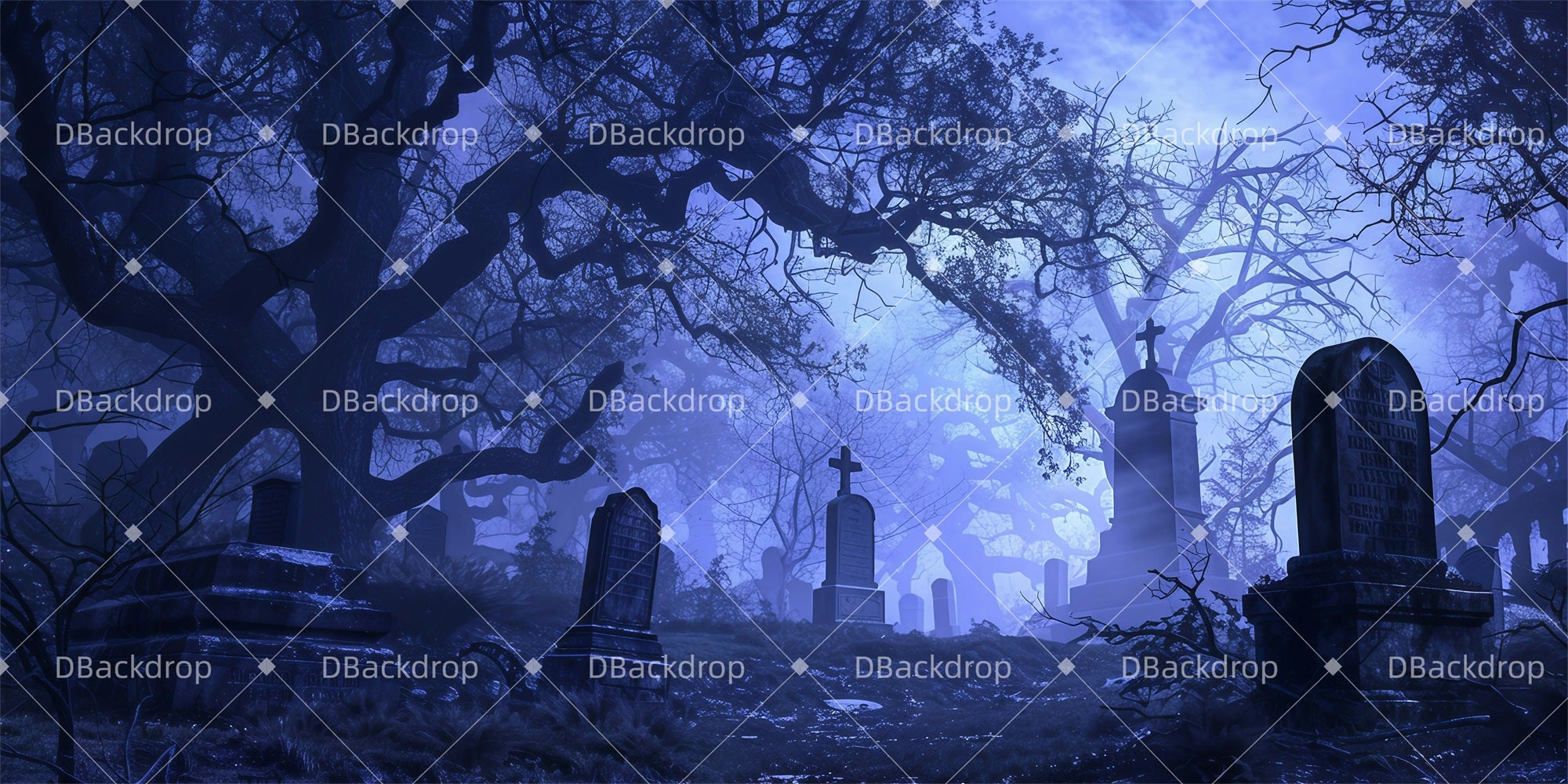 Theater Backdrop Moonlight Cemetery Forest Stage Backdrop GQ61-T1