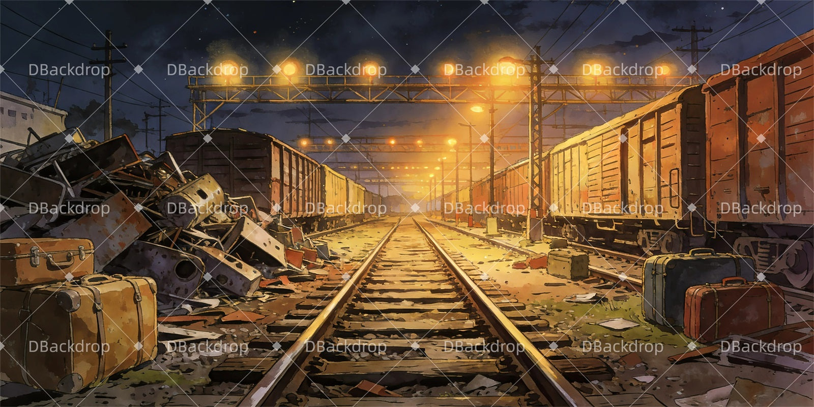 Stage Backdrop Ideas Railway Yard Movie Theater Backdrop GQ63-T6