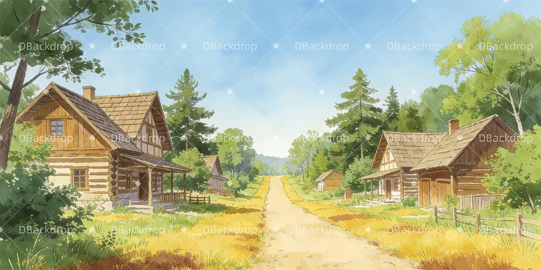 Theater Backdrops For Sale Rural Village Stage Backdrop GQ63-T78