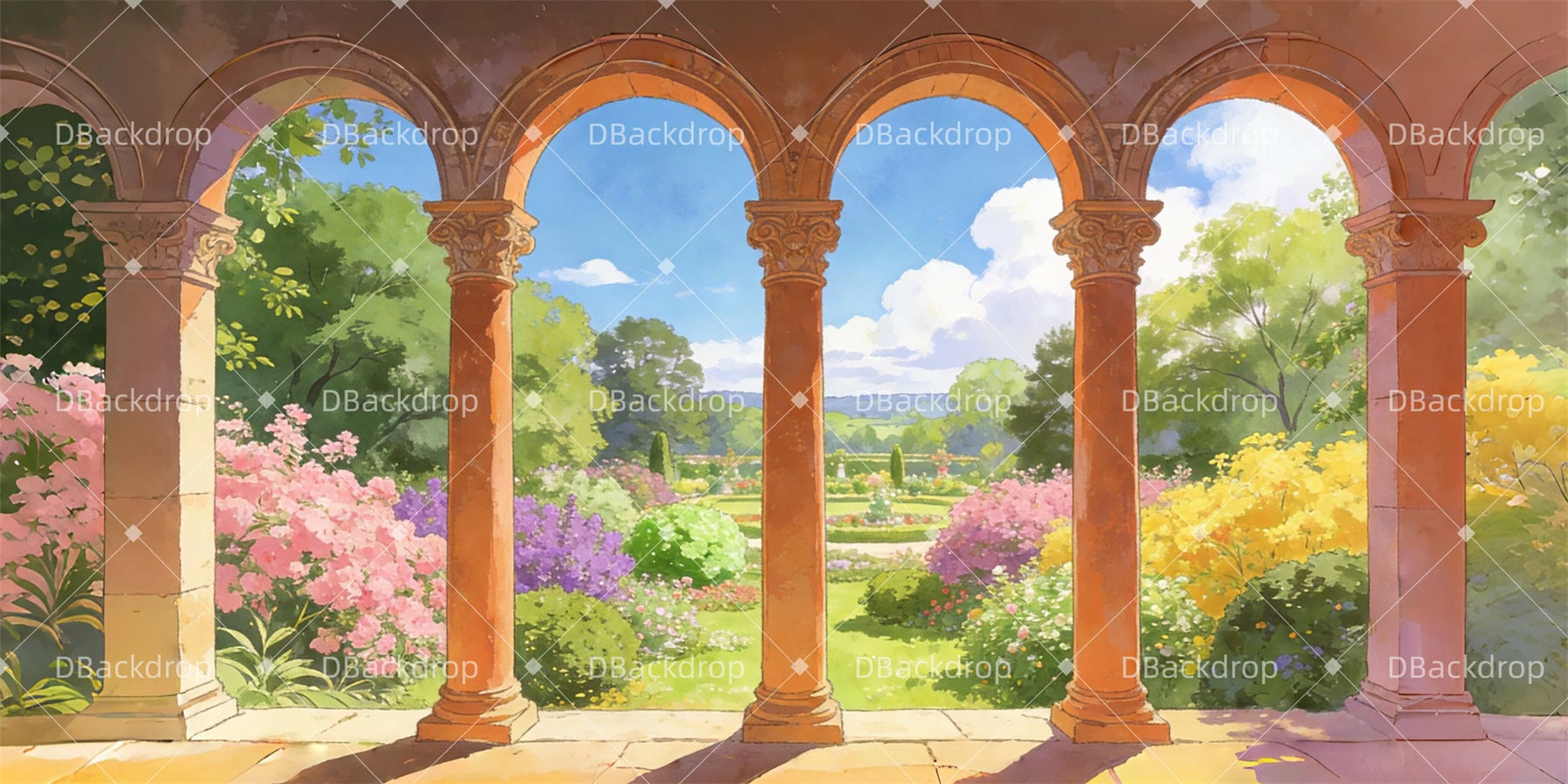 Scenic Backdrops Garden Arches Scenery Backdrops For Theater GQ63-T89
