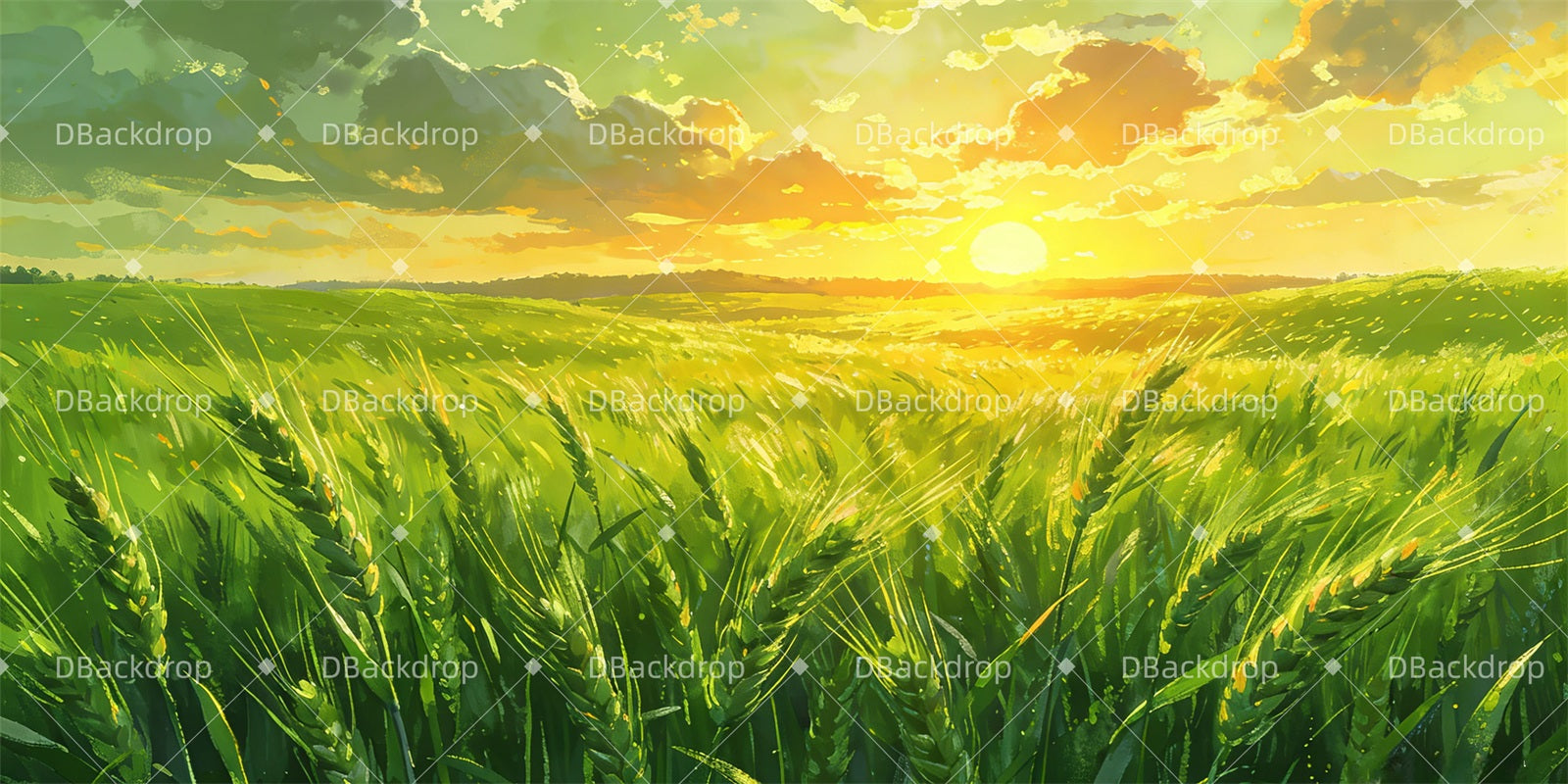 Stage Scenery Backdrops Sunset Wheatfield Scenic Backdrops GQ63-T90