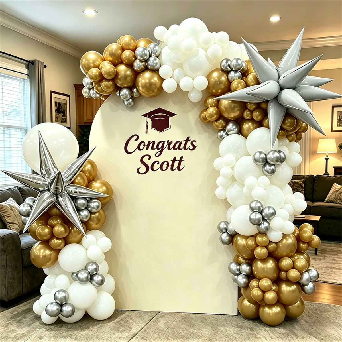Premium Graduation Backdrop Cream Maroon Custom Graduate High Quality Graduation Backdrop GQ64-14