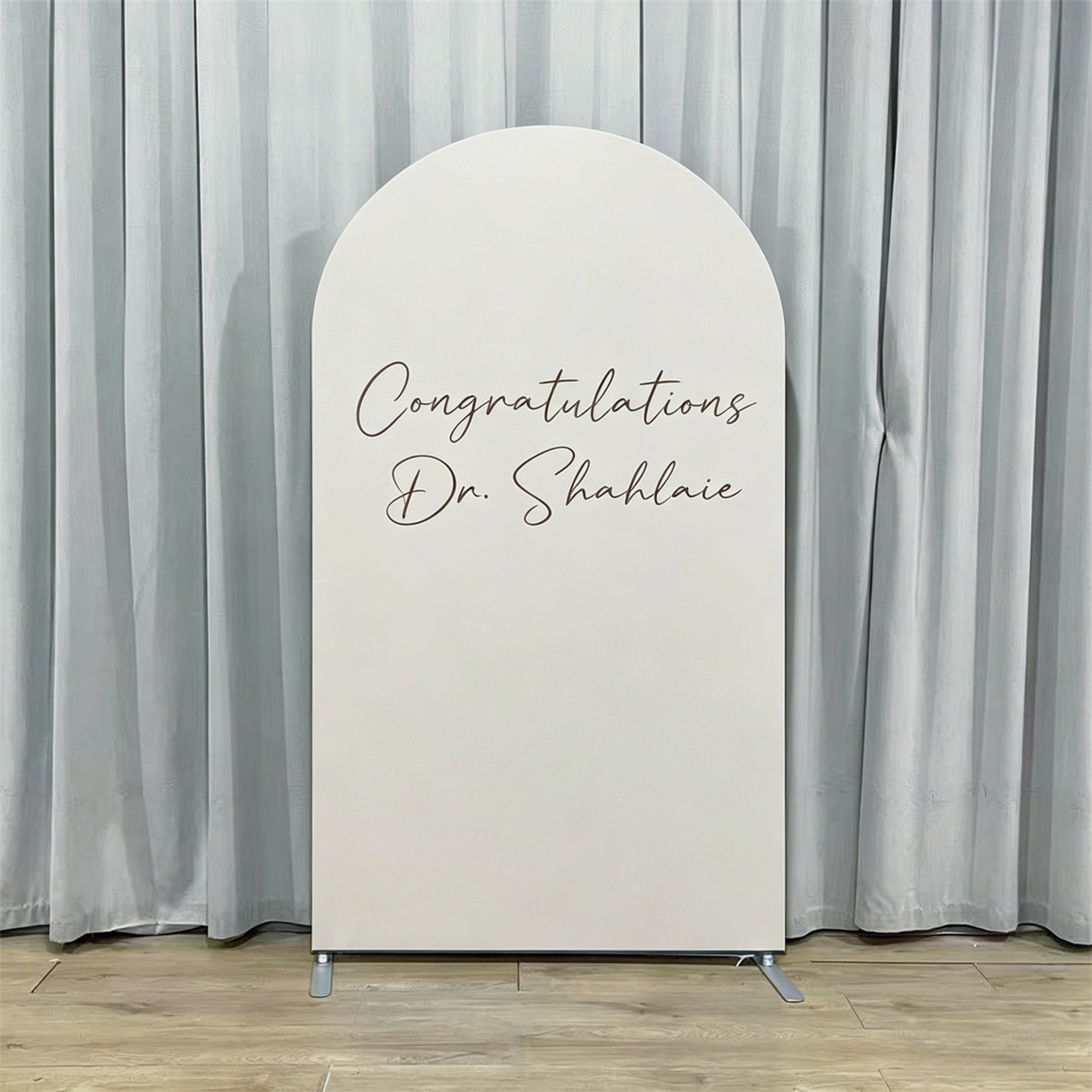 Graduation Arch Backdrop With Name Beige Doctoral Script Personalized Arch Backdrop Graduation GQ64-19