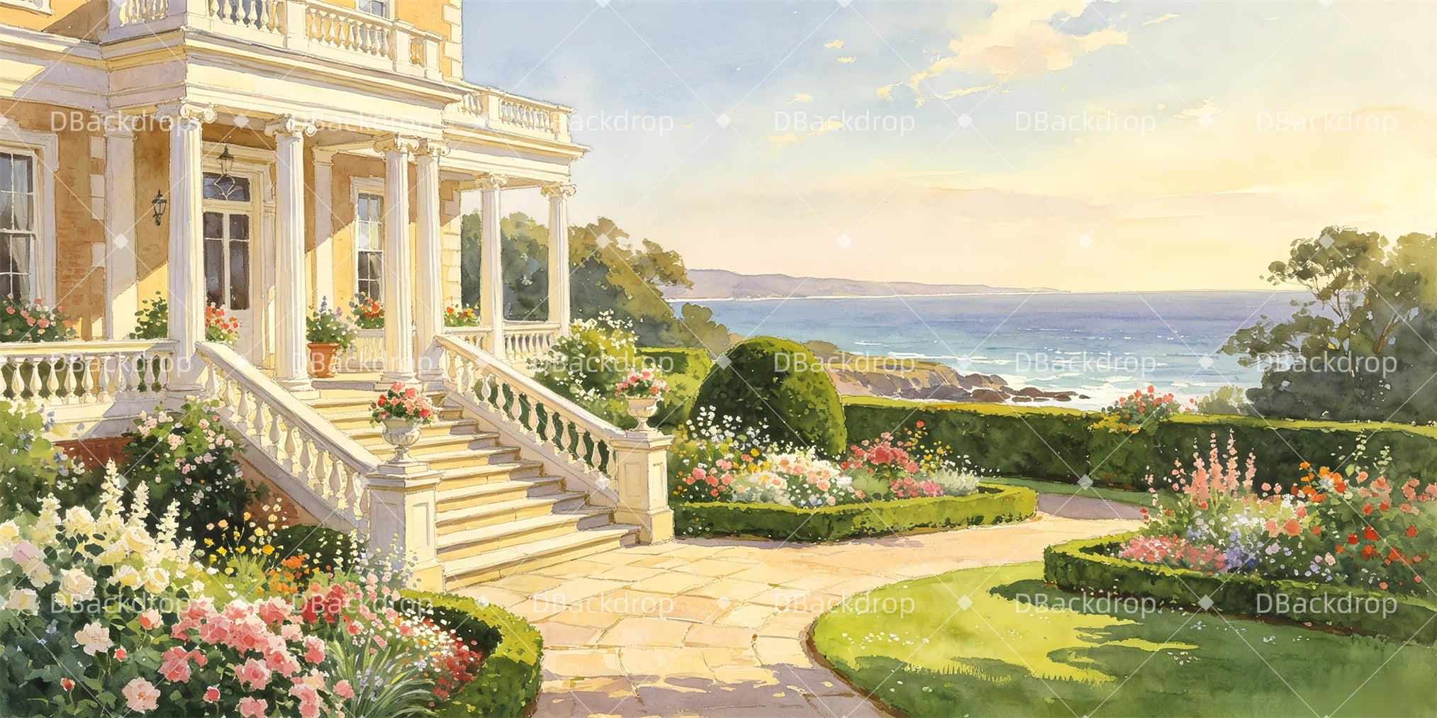 Stage Backdrops Victorian Manor Exterior School Play Backdrops GQ65-T105