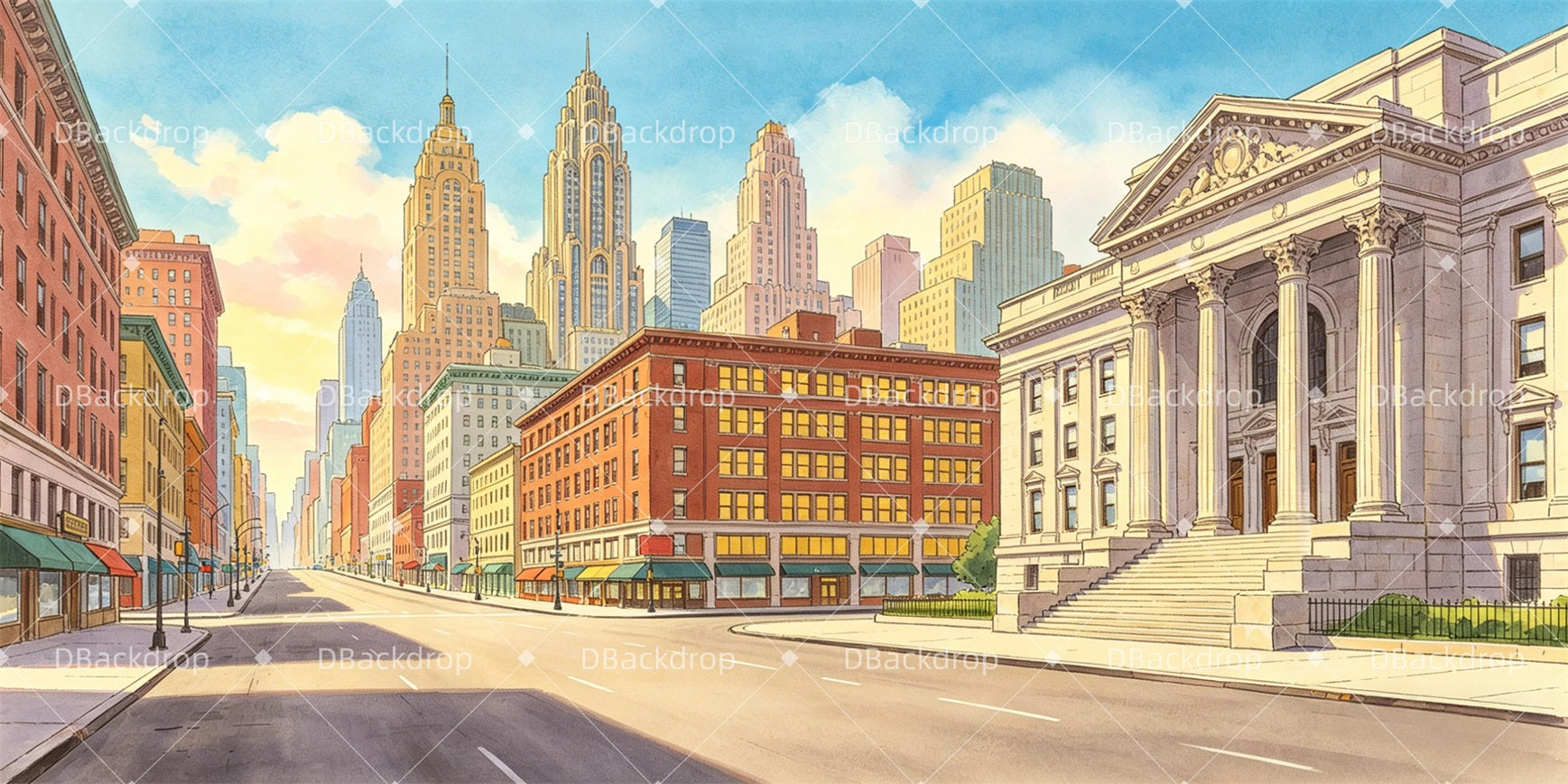 Movie Theater Backdrop New York Street Stage Backdrop Ideas GQ65-T27