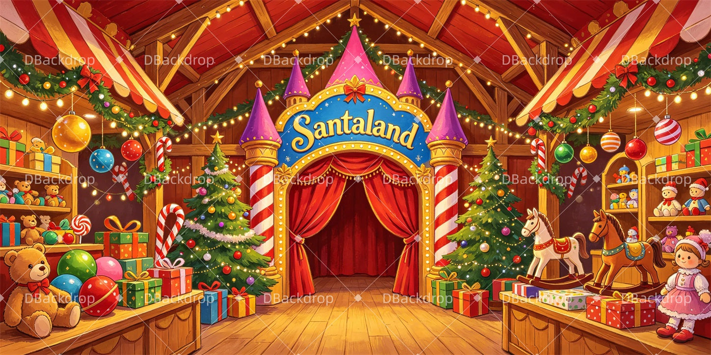 Christmas Stage Backdrops Santaland Workshop School Play Backdrops GQ65-T59