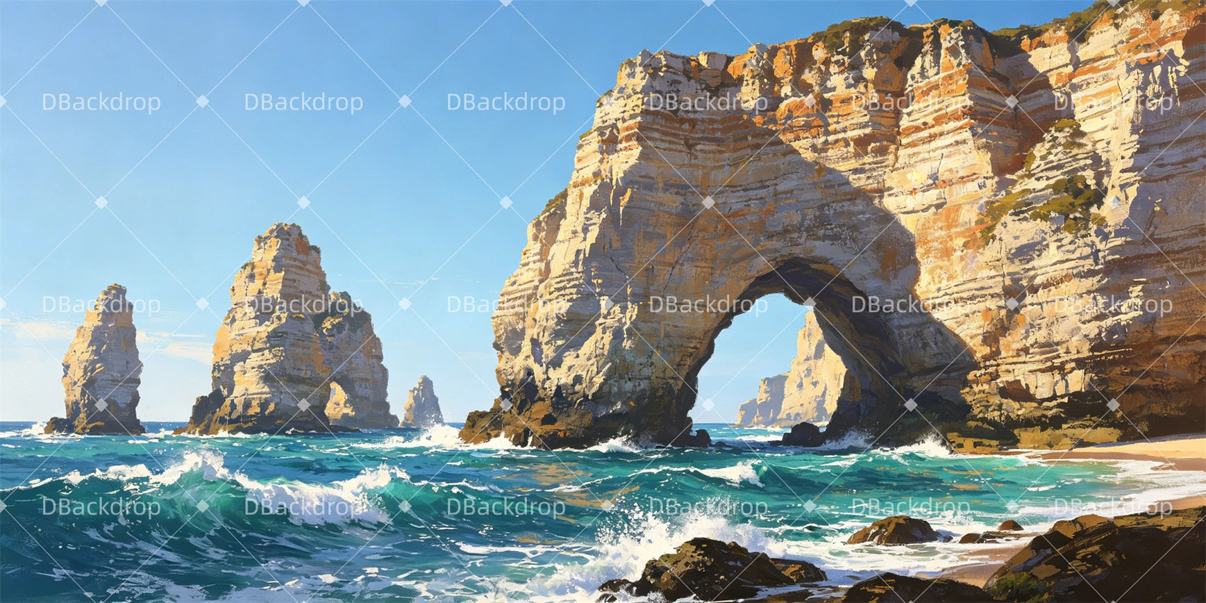 Stage Scenery Backdrops Coastal Rock Cheap Theater Backdrops GQ65-T65