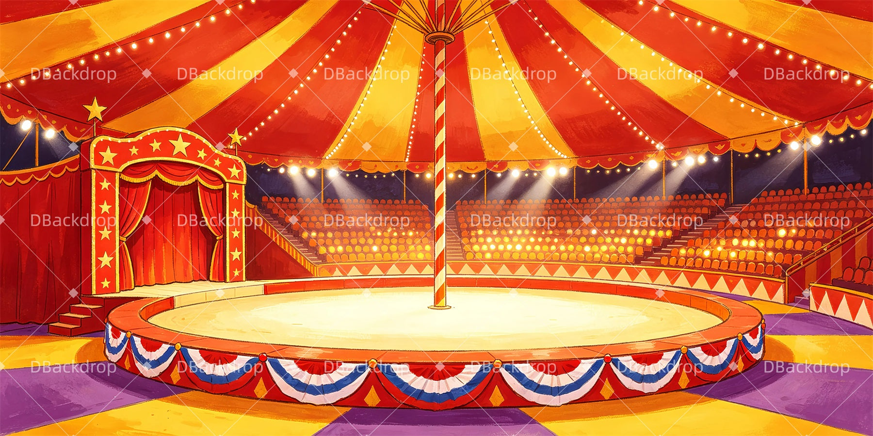 Circus Stage Backdrop Circus Tent Interior Performance Backdrop GQ65-T93