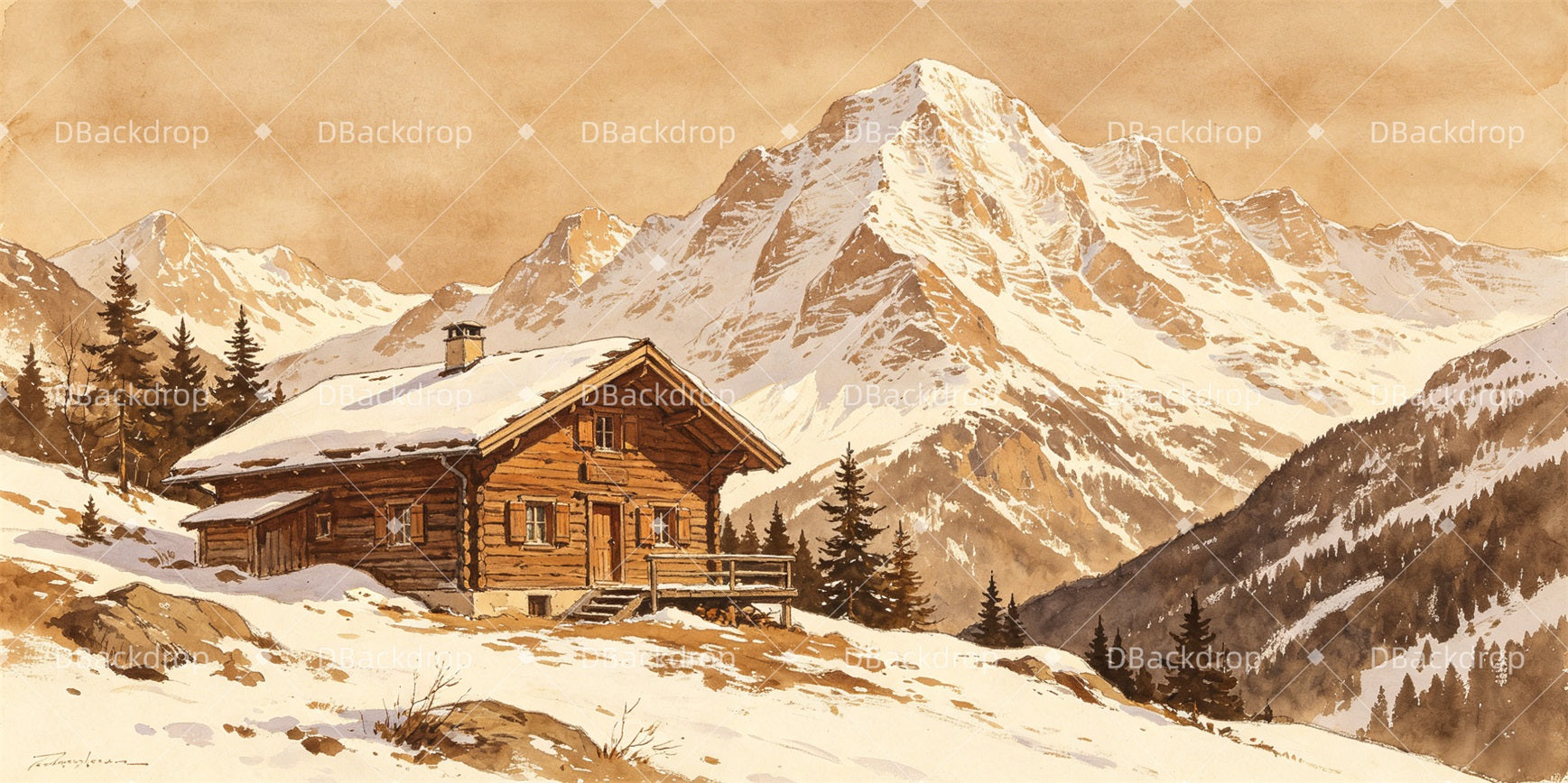 Backdrop For Theater Play Rocky Mountain Lodge Stage Backdrop GQ66-T51