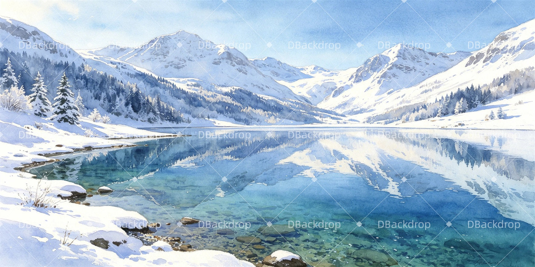 Cheap Theater Backdrops Mountain Lake Stage Scenery Backdrops GQ66-T57