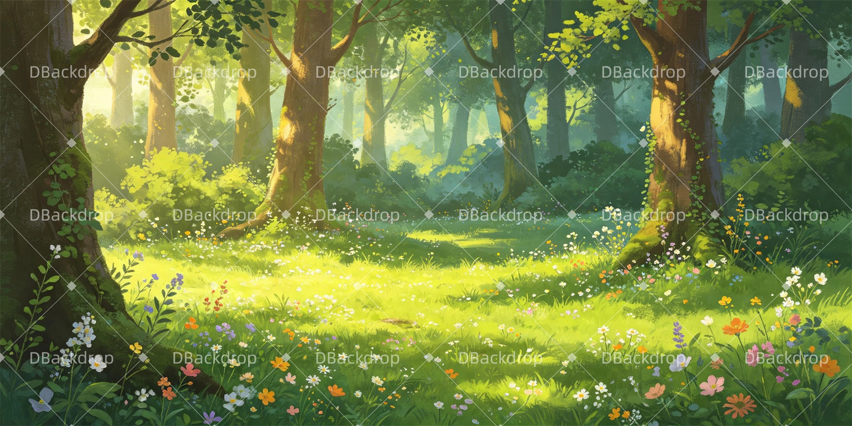 Backdrop For Theater Romantic Forest Clearing Forest Stage Backdrop GQ66-T58