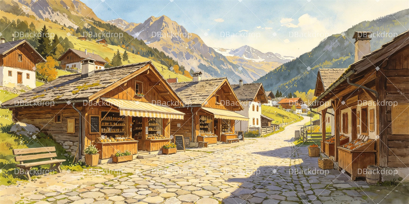 Theater Backdrop Rustic Town Center Professional Stage Backdrops GQ66-T59