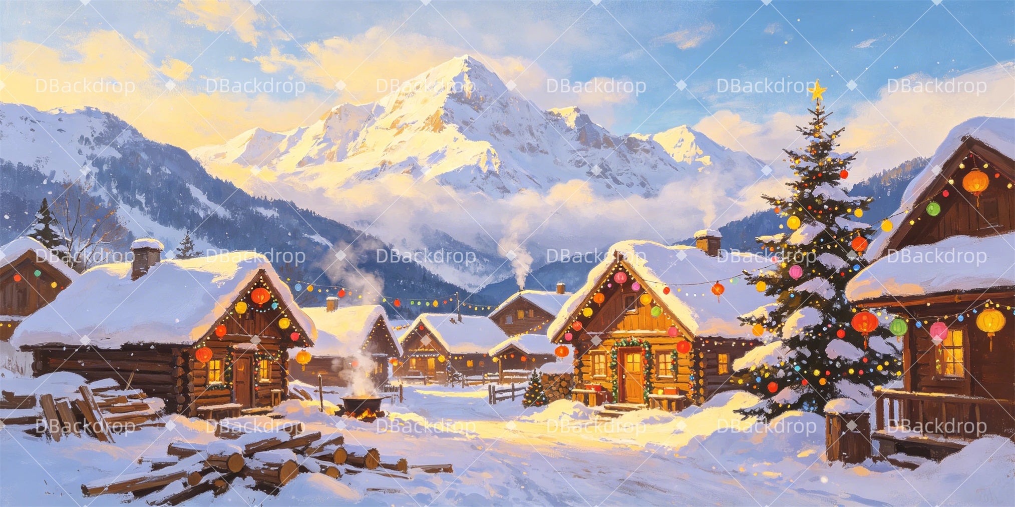 Theater Backdrops Snowy Celebration Performance Backdrop GQ66-T60