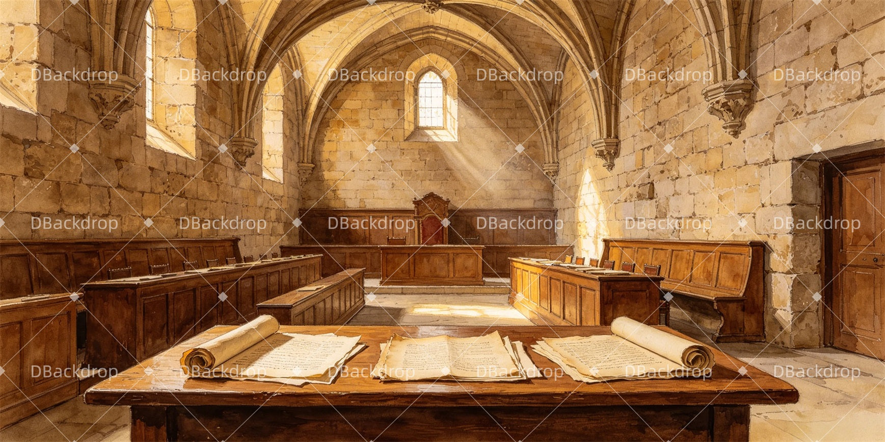 Large Stage Backdrops Cervantes' Trial Room Cheap Theater Backdrops GQ66-T72