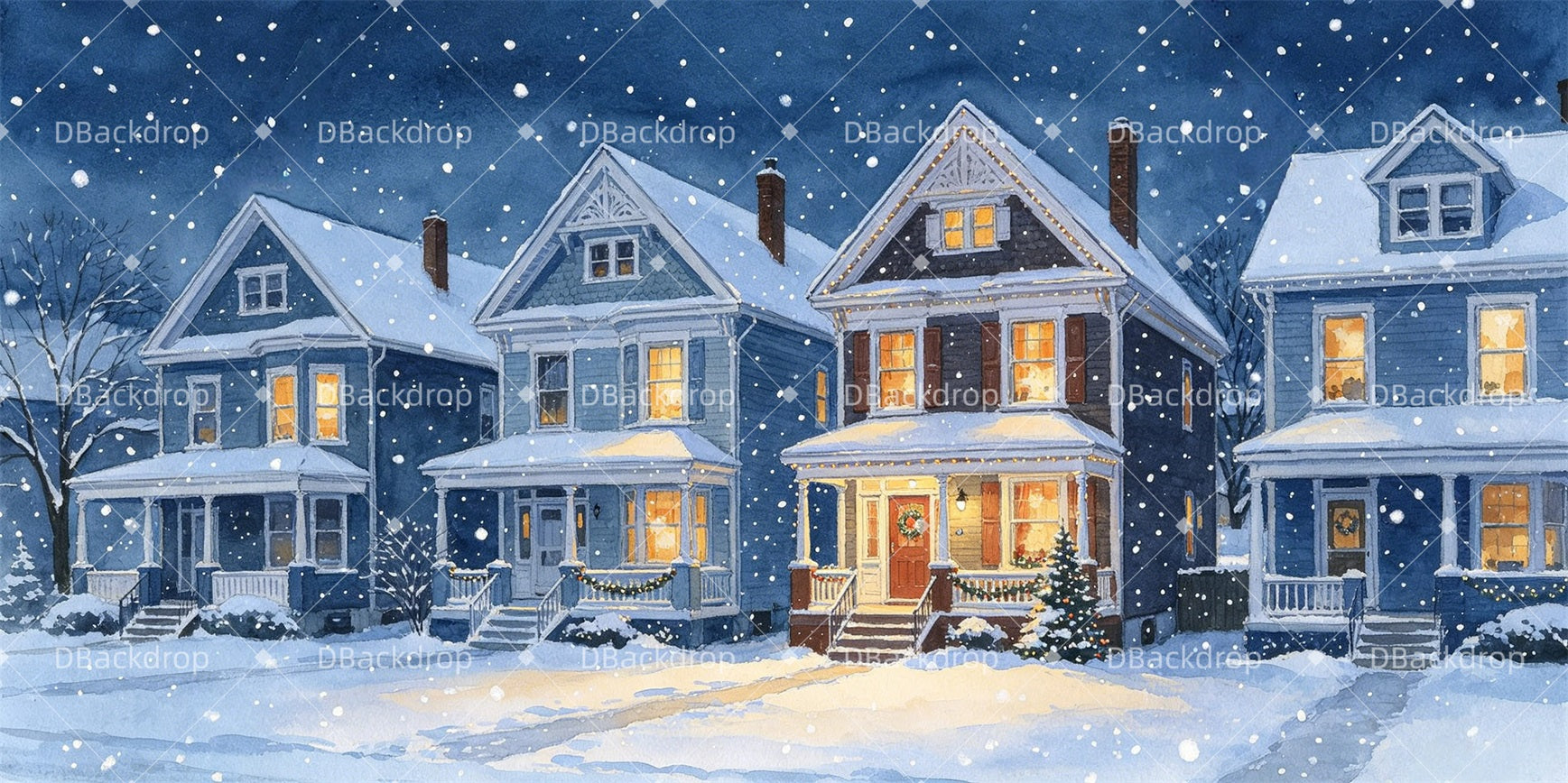 Performance Backdrops Christmas Snowy Night Theater Stage Backdrops GQ66-T90