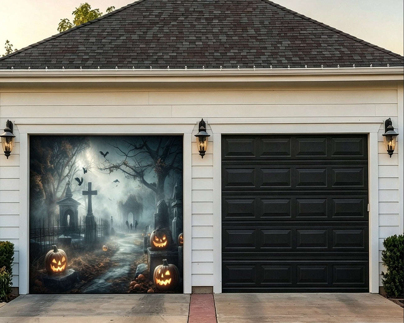Halloween Foggy Pumpkin Graveyard Path Backdrop House Garage Decorations GQ67-21-1 car