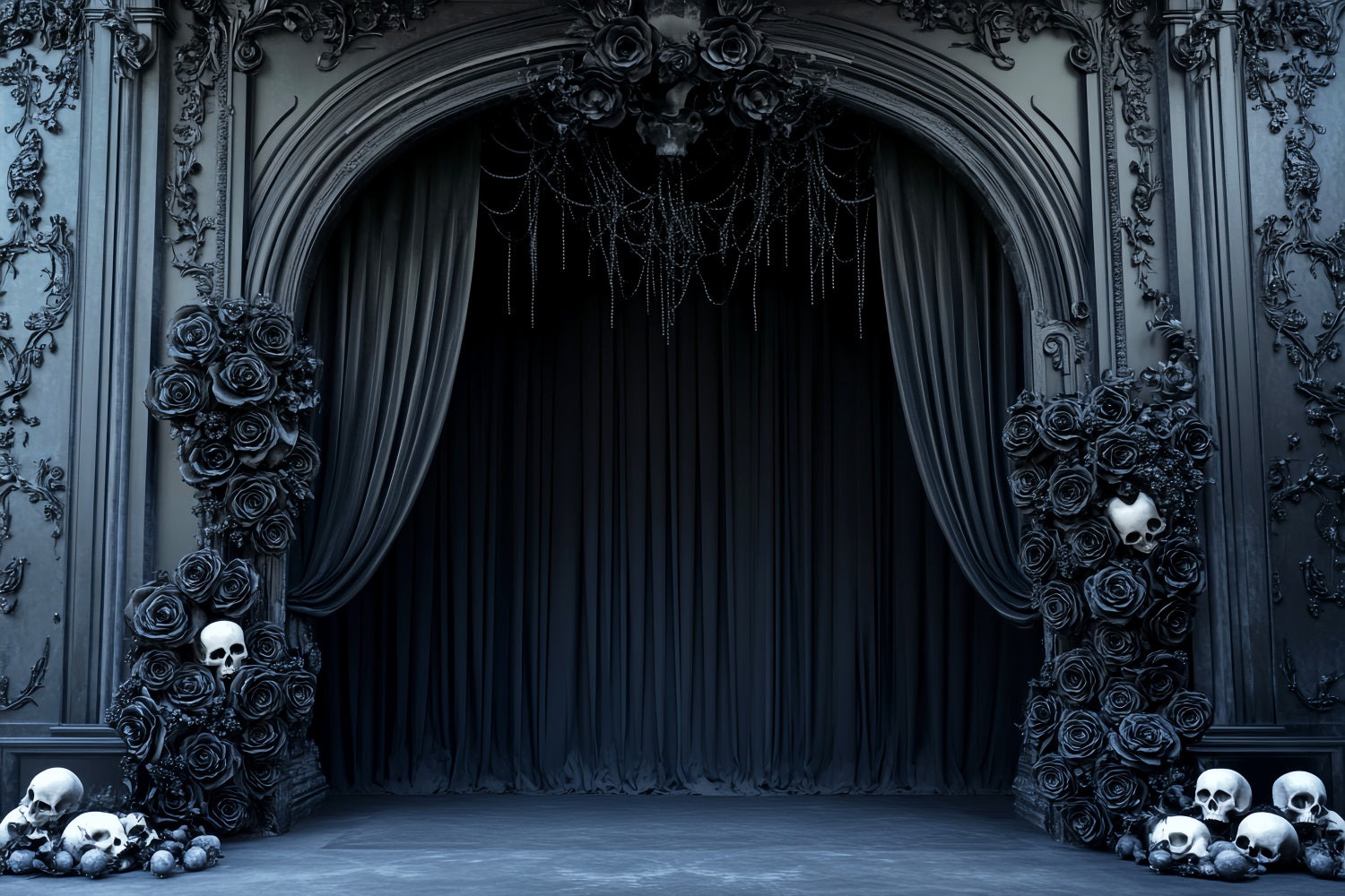 Halloween Backdrop Gothic Window Halloween Haunted House Garage Decor GQ67-27