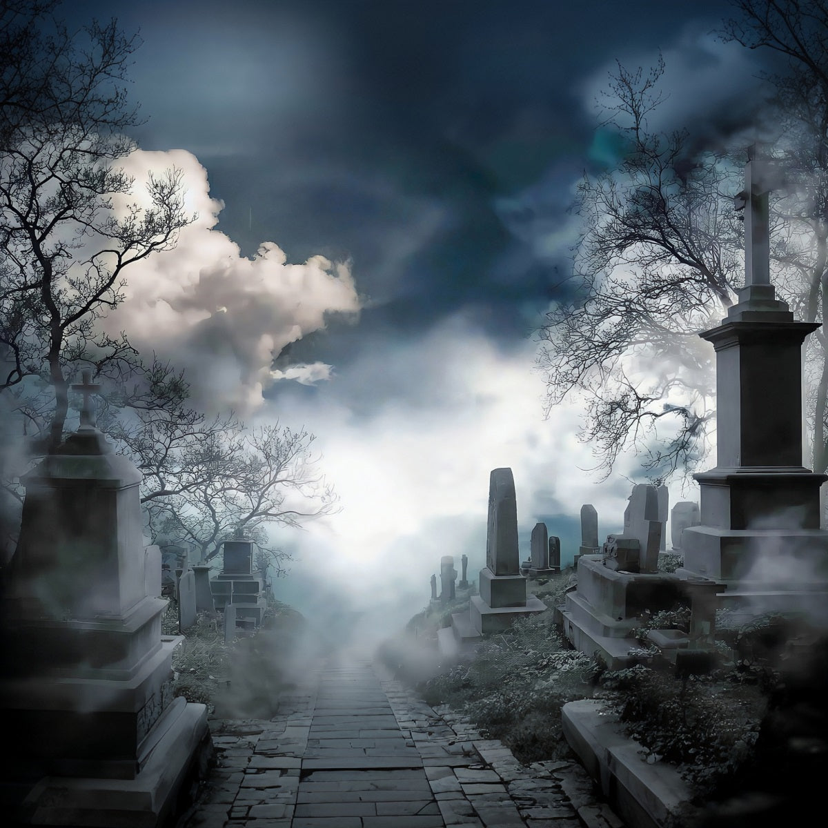 Halloween Haunted Graveyard Backdrop Trick or Treat Garage Door Banner GQ67-28