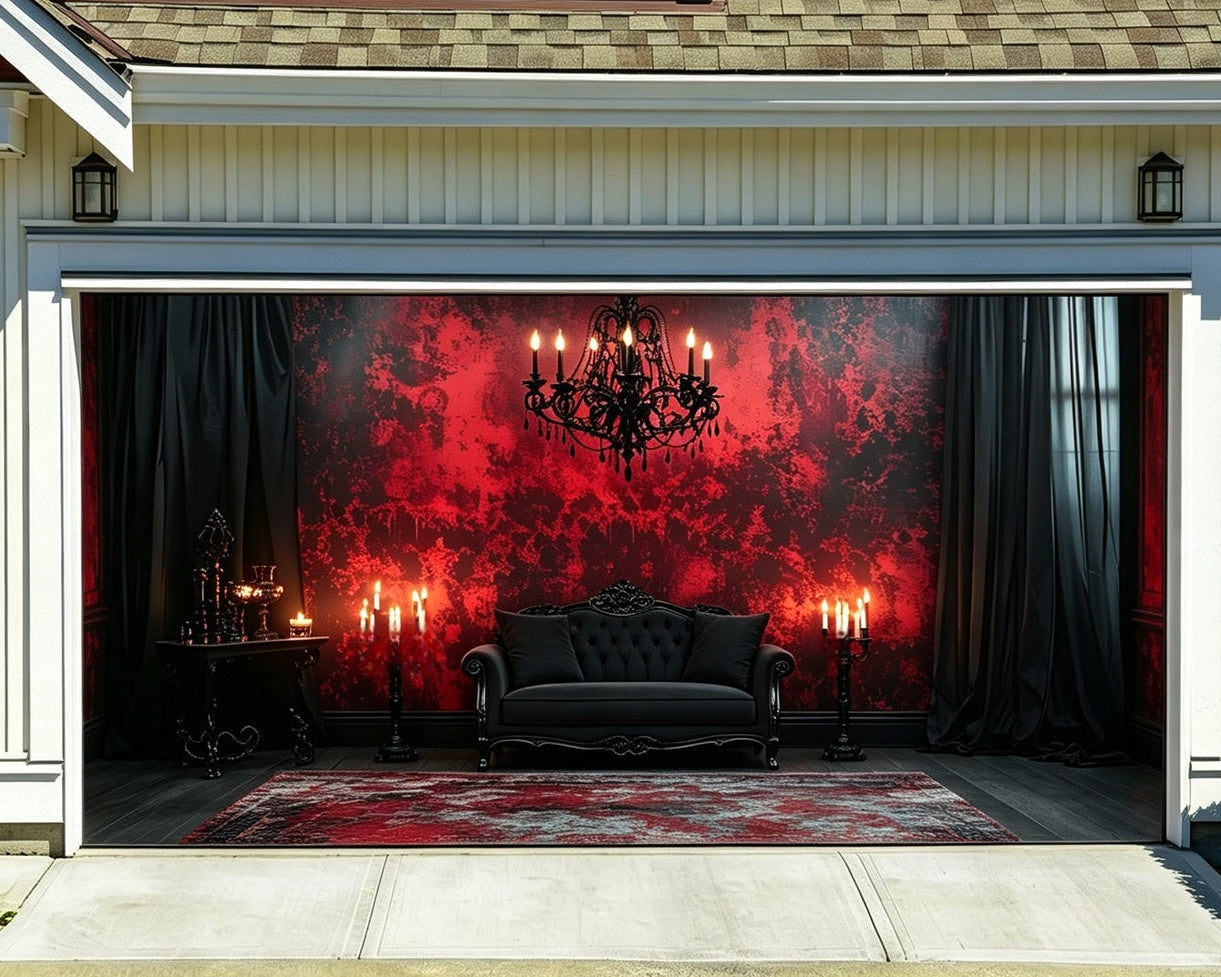 Halloween Garage Door Decoration Crimson Gothic Candle Lounge GQ67-3-2 car
