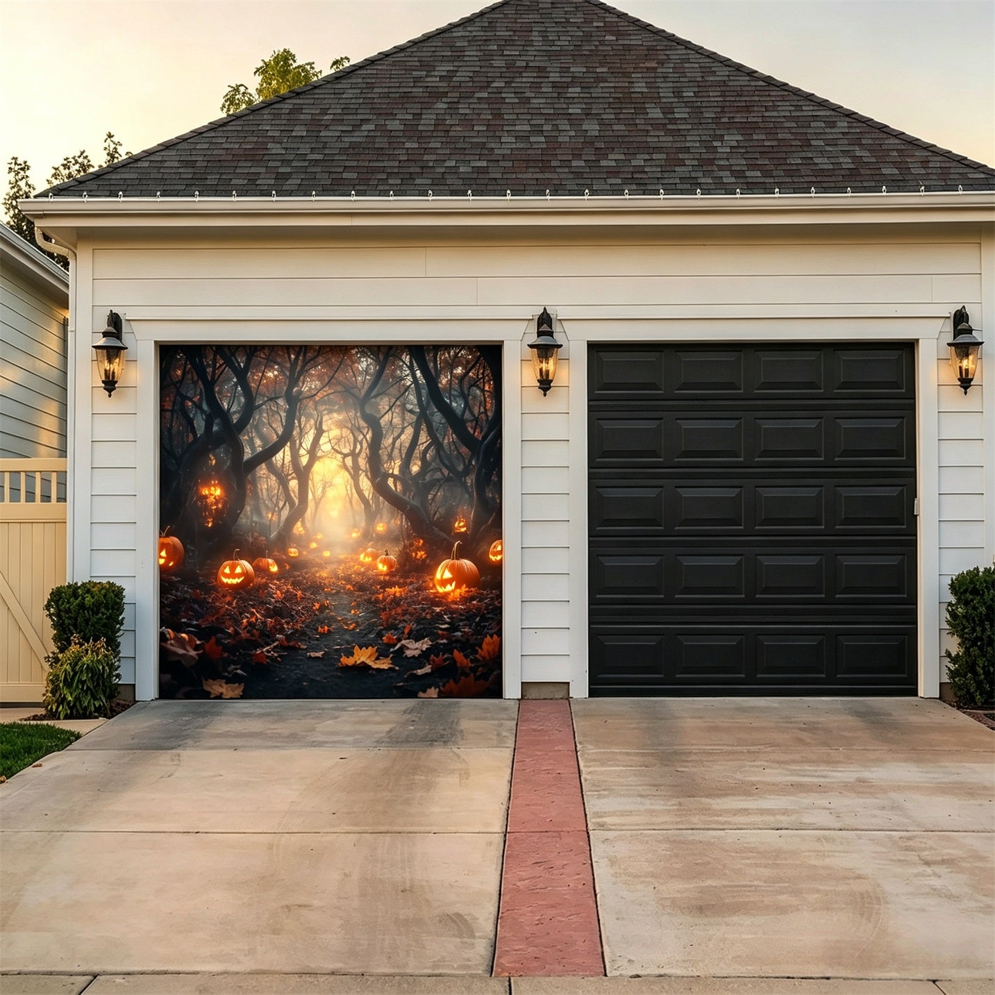 Halloween Pumpkin Forest Pathway Backdrop Halloween Garage Door Cover GQ67-31