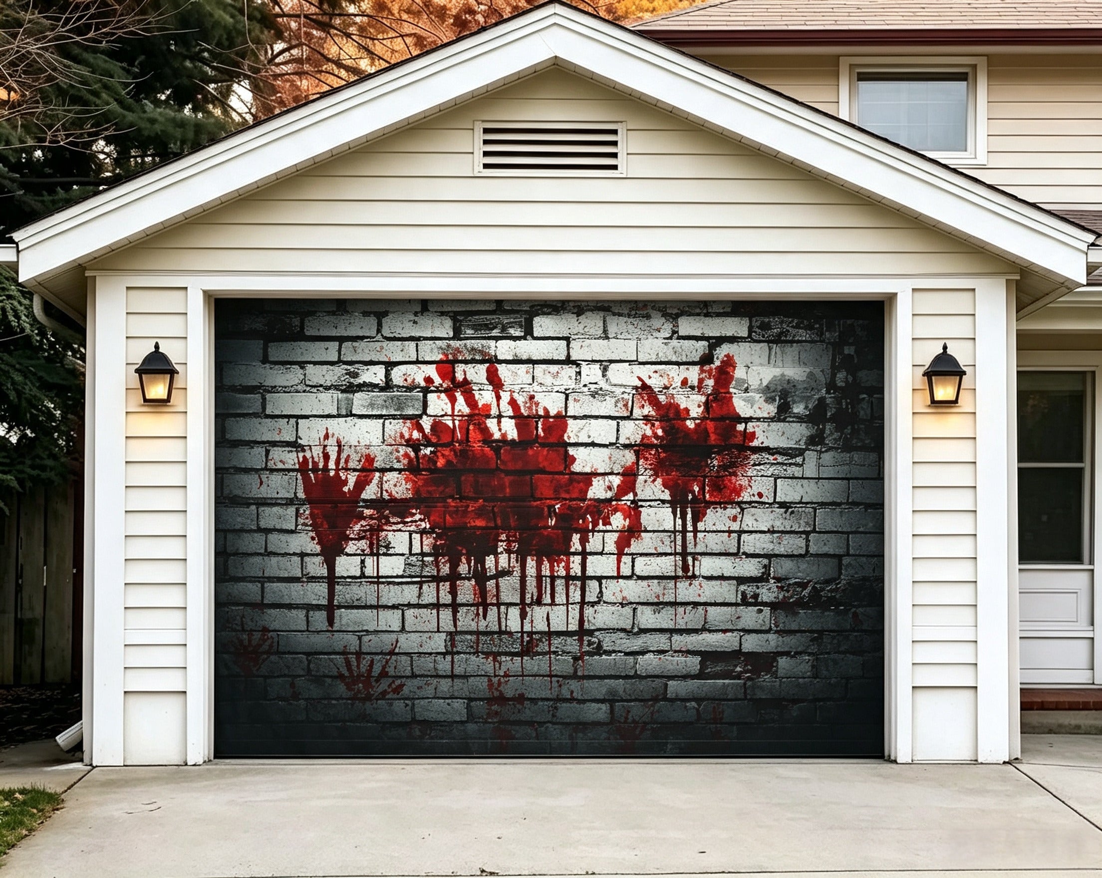 Halloween Backdrop Bloody Brick Wall Halloween Garage Door Banner GQ67-35-1 car