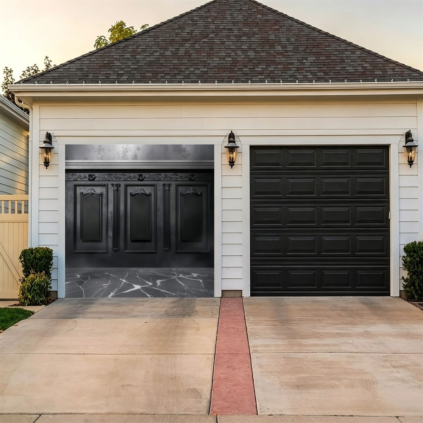 Halloween Ornate Black Gothic Doors Garage Door Backdrop GQ67-42