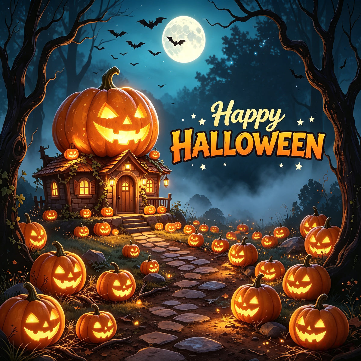 Jack O Lantern Garage Door Cover Pumpkin Cottage Night Halloween Garage Door Decor GQ67-69-1 car