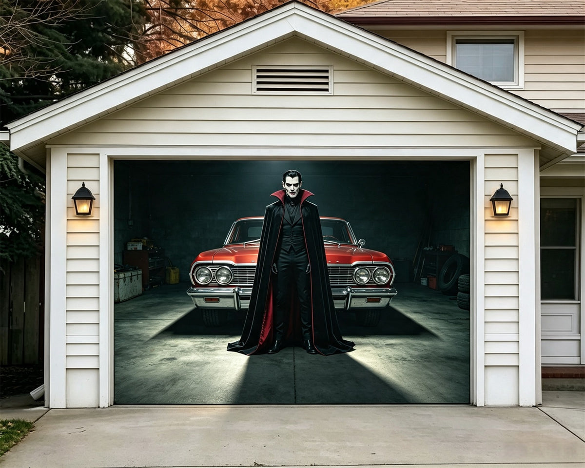 Vampire Halloween Garage Door Cover Classic Car Garage Halloween Garage Door Banner GQ67-76-1 car