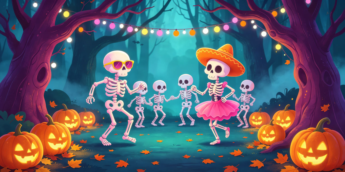 Skeleton Halloween Garage Door Banner Forest Dance Party Halloween Garage Door Decorations GQ67-78-2 car