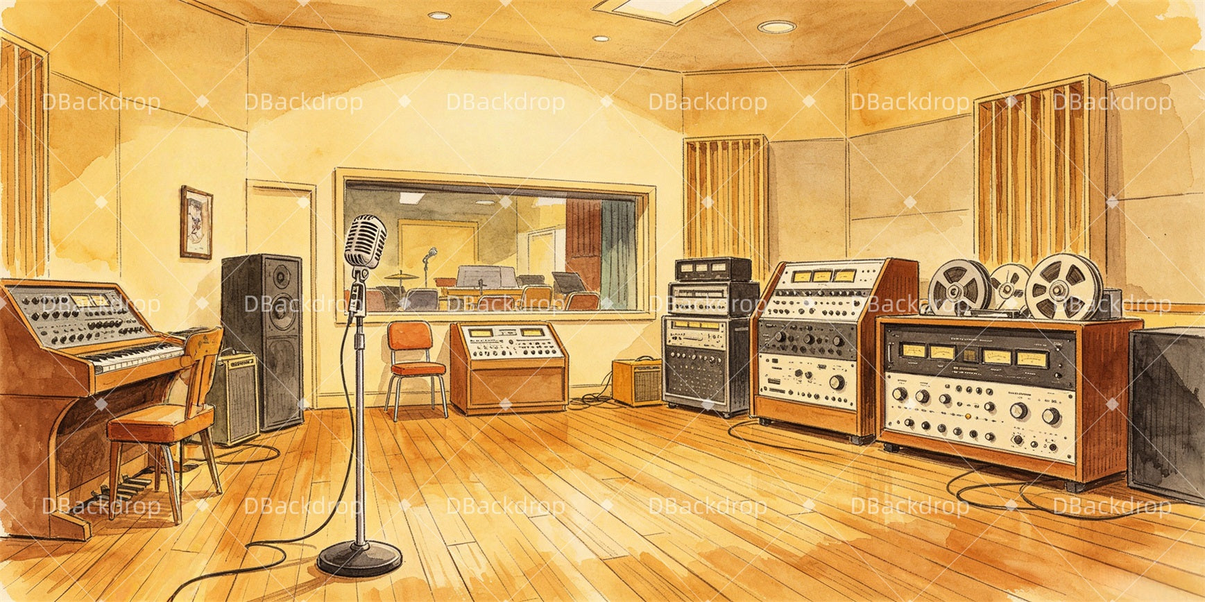 Theater Stage Backdrops Sun Records Studio Performance Backdrop GQ67-T11