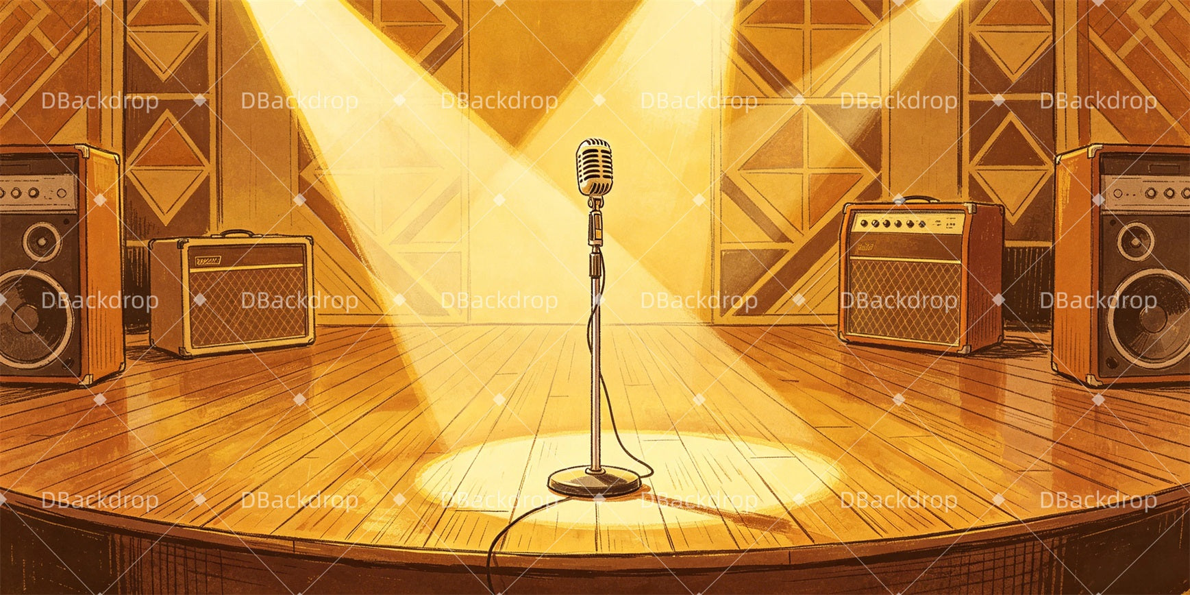 Performance Backdrop Elvis Corner Stage School Play Backdrop GQ67-T13