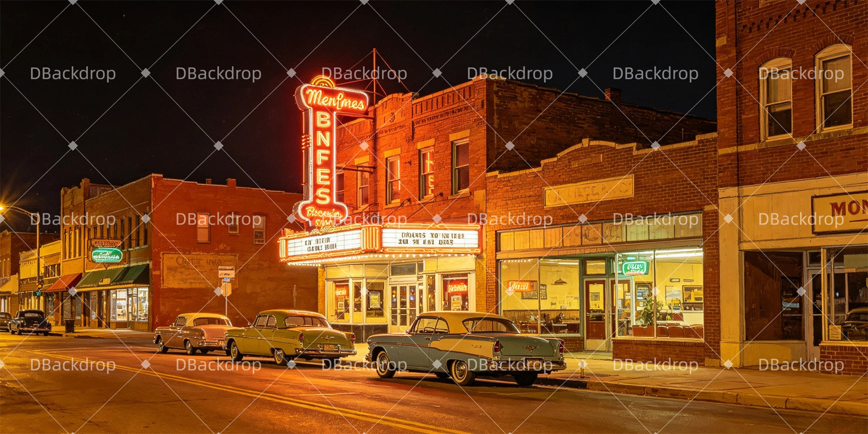 Movie Theater Backdrop Memphis Street Night Performance Backdrop GQ67-T15