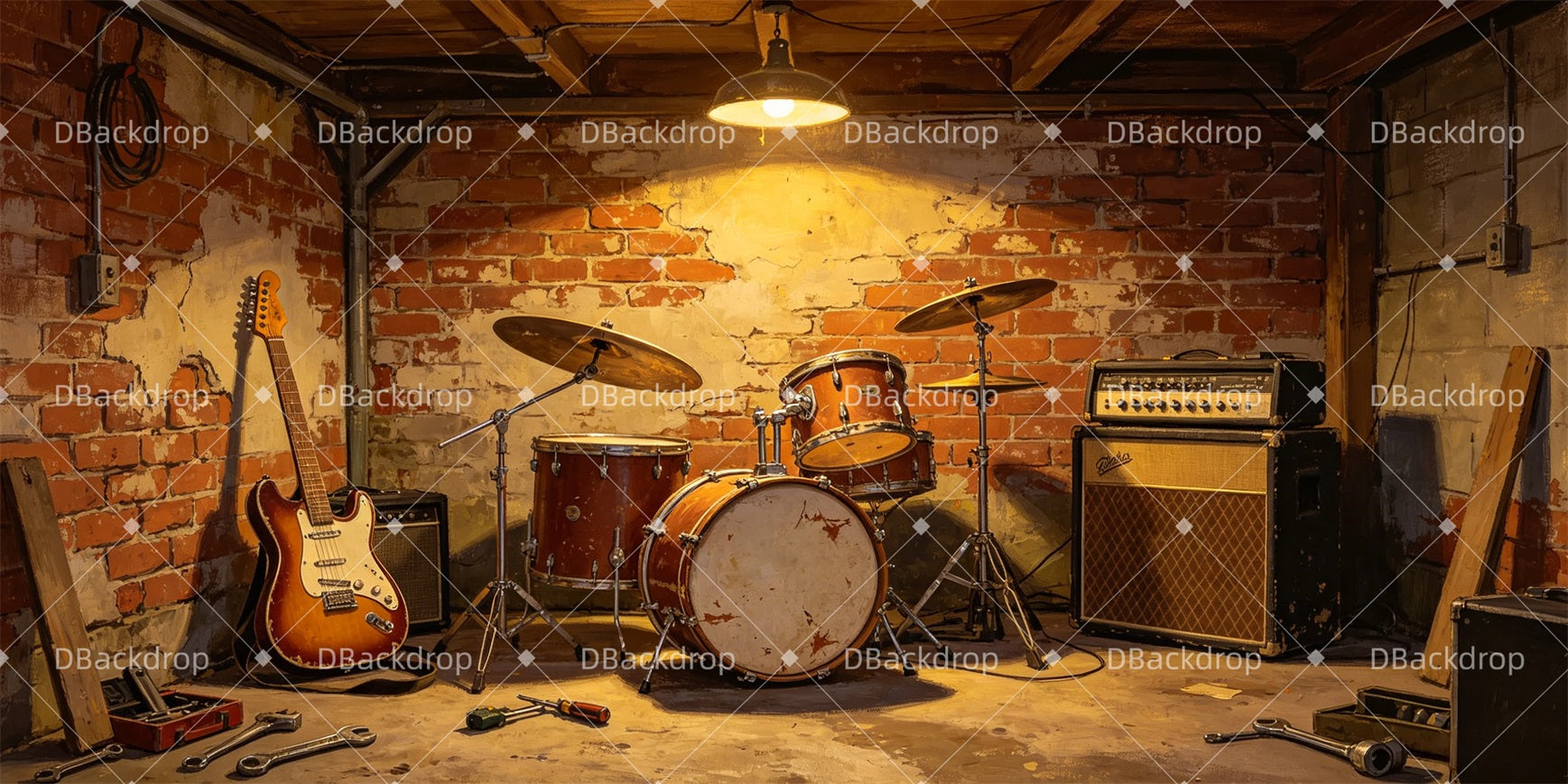 Theater Stage Backdrops Garage Jam Session Musical Backdrop GQ67-T17