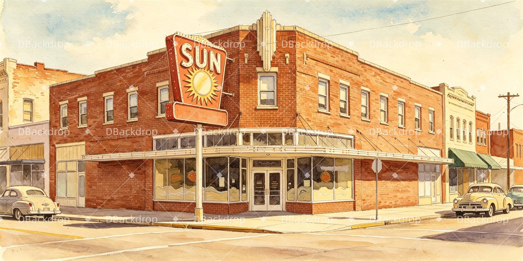 Stage Backdrop Ideas Sun Records Exterior Backdrop For Theater GQ67-T18