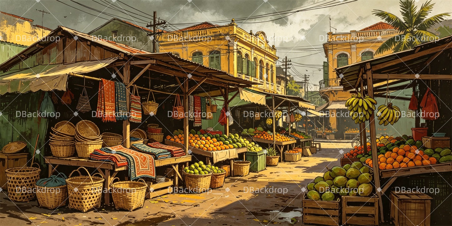 Movie Theater Backdrop Saigon Street Market Stage Backdrop Ideas GQ67-T21