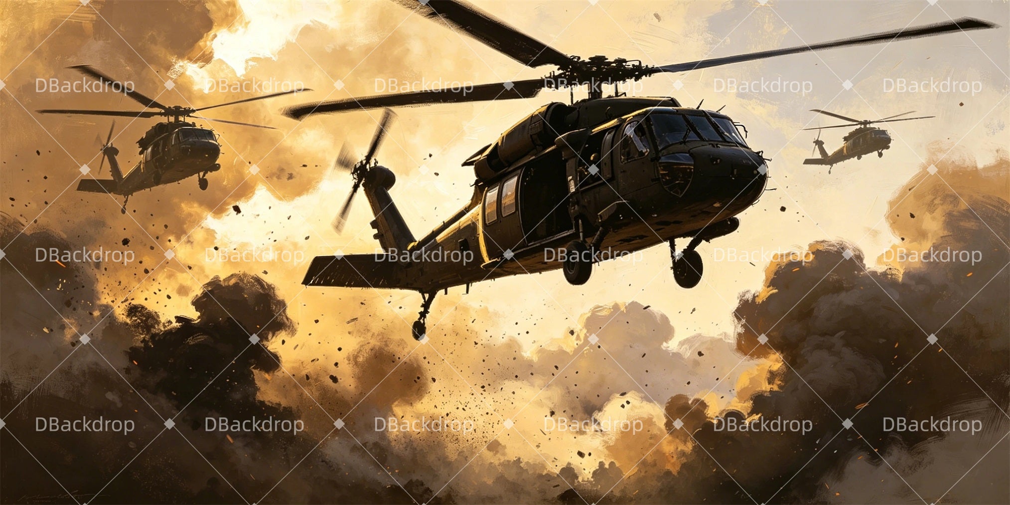 Movie Theater Backdrop Helicopter Evacuation Performance Backdrop GQ67-T24